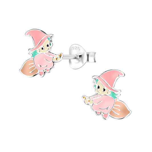 Sterling Silver Kids Witch Stud Earrings