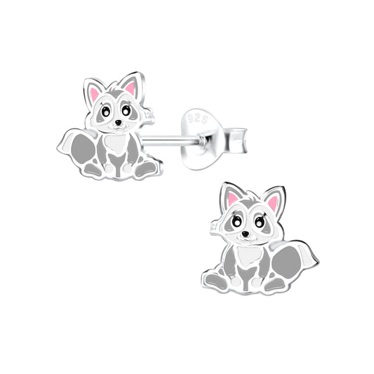 Sterling Silver Fox Childrens Fox Stud Earrings