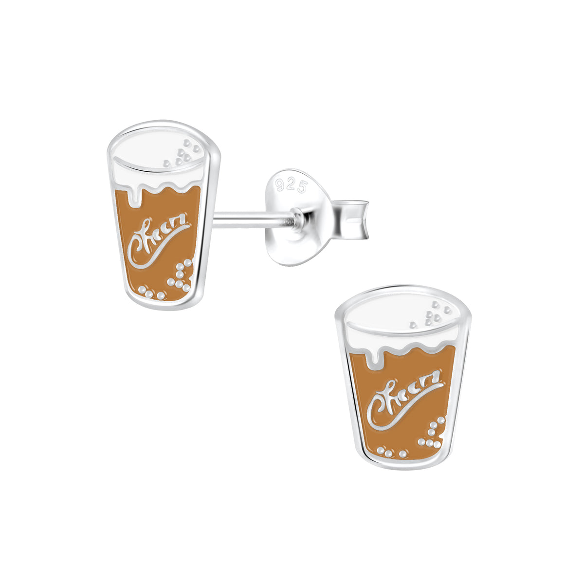 Sterling Silver Beer Pint Stud Earrings