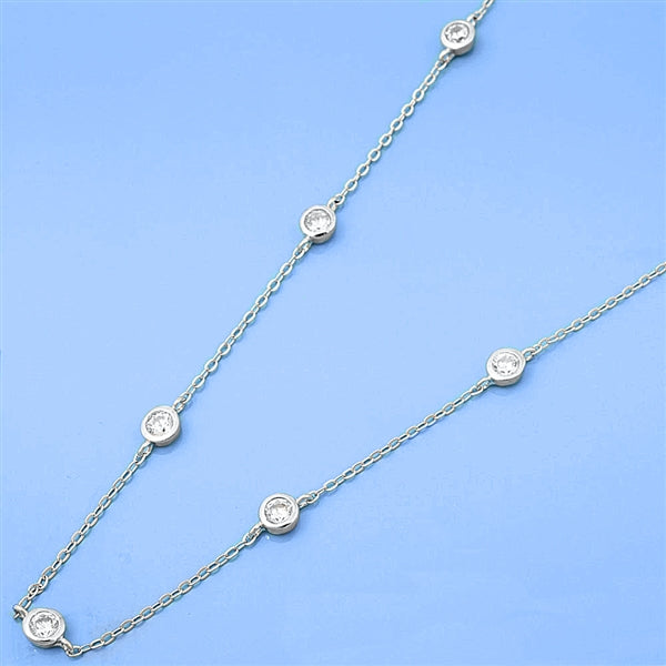 Sterling Silver CZ Bezel Necklace