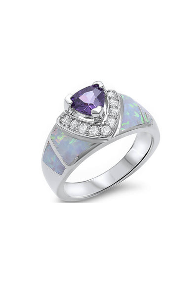 Blue Owyhee opal amethyst sterling statement outlet ring