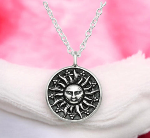 Sterling Silver Mini Solid Sun Pendant Necklace