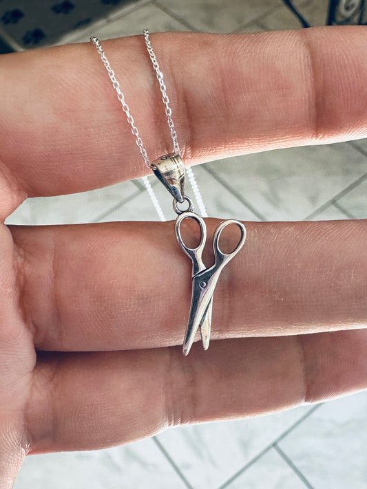 Sterling Silver Scissors Pendant Necklace