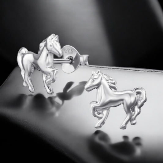 Sterling Silver Horse Stud Earrings