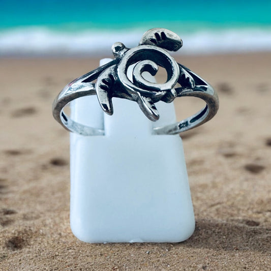 Sterling Silver Sea Turtle Wave Ring