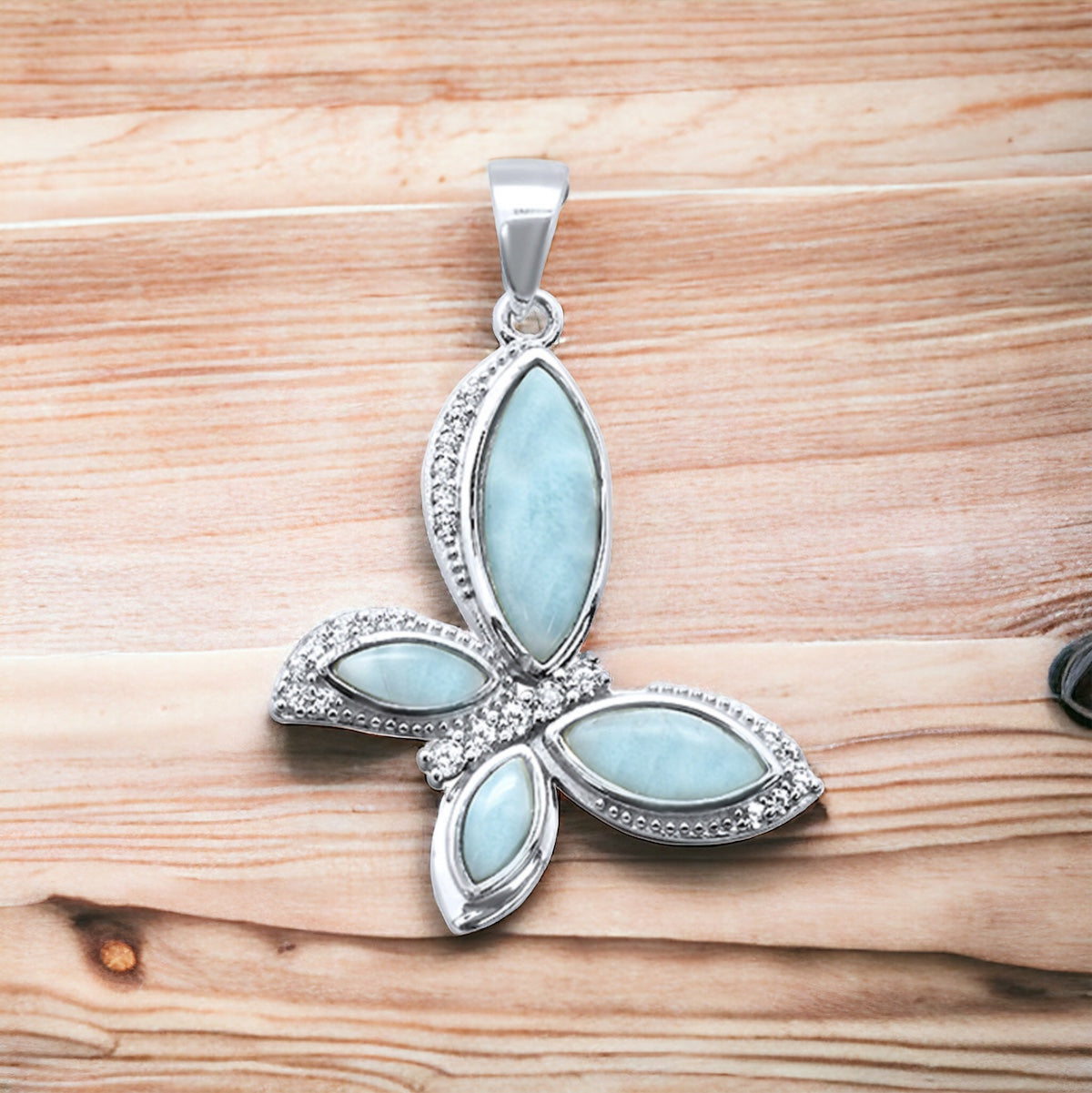 Sterling Silver Larimar Butterfly Pendant