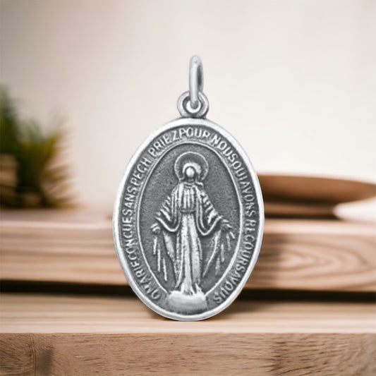 Sterling Silver Miraculous Medal Pendant