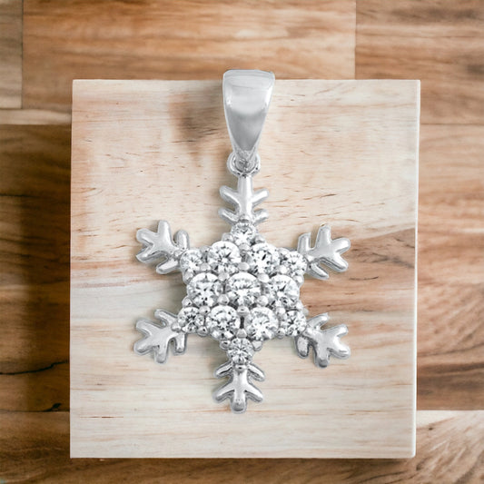 Sterling SIlver Adorable CZ Snowflake Pendant