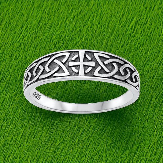 Sterling Silver Celtic Cross Solid Band