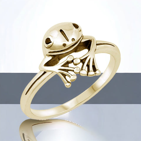 Sterling Silver 14K GP Frog Ring