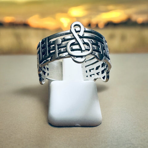 Sterling Silver Musical Note Band Ring