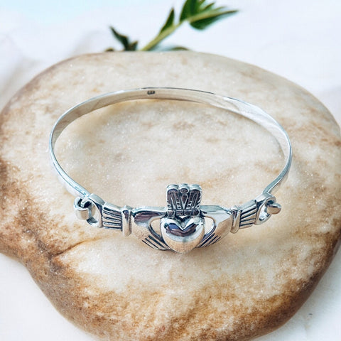 Sterling Silver Claddagh Bangle Bracelet