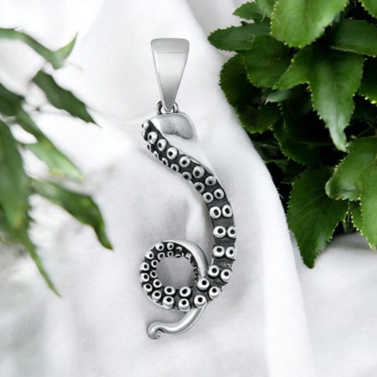 Sterling Silver Solid Tentacle Pendant