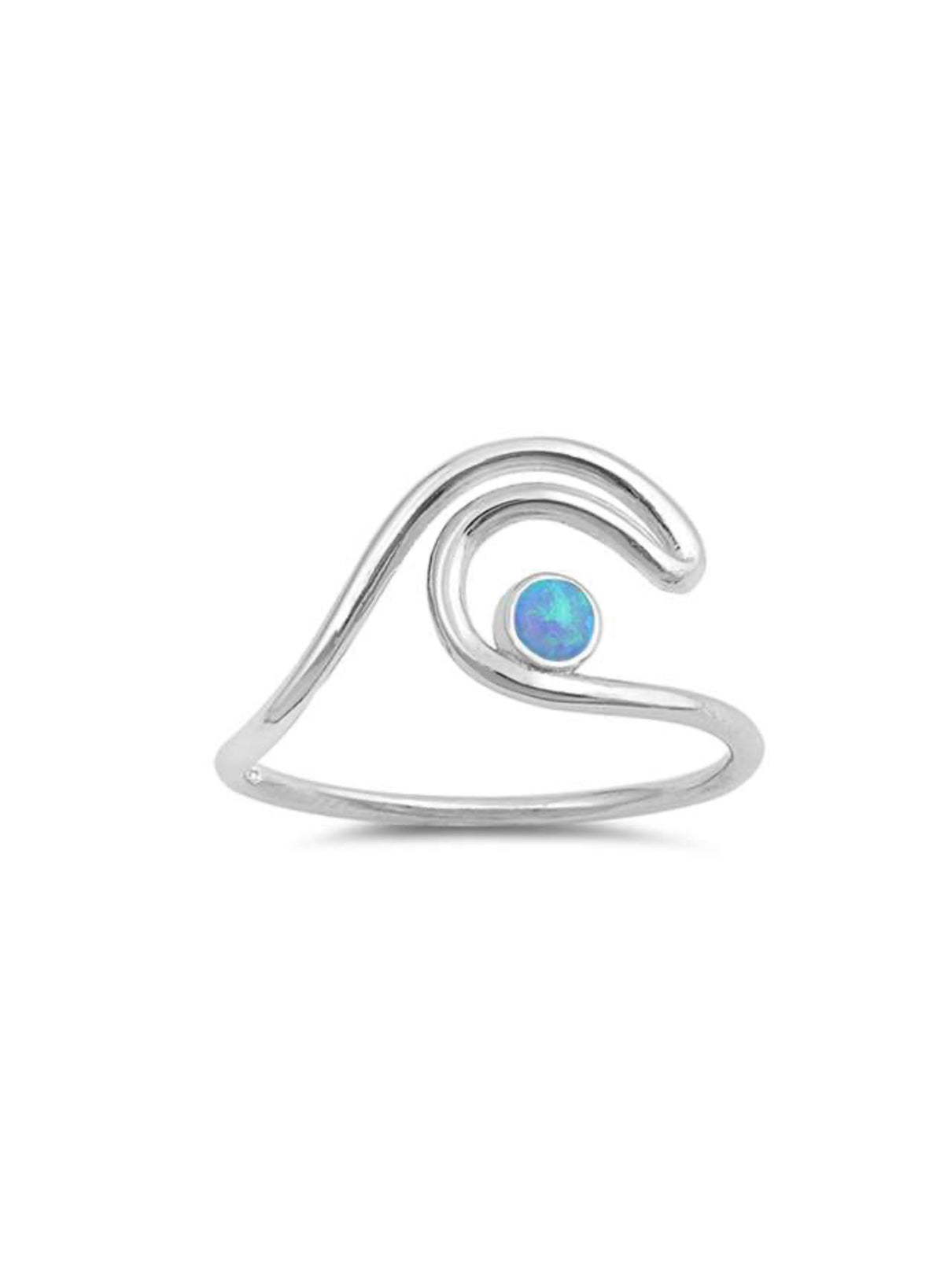 Sterling Silver Opal Wave Ring