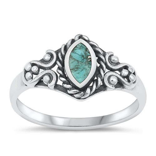 Sterling Silver Genuine Turquoise Stone Ring