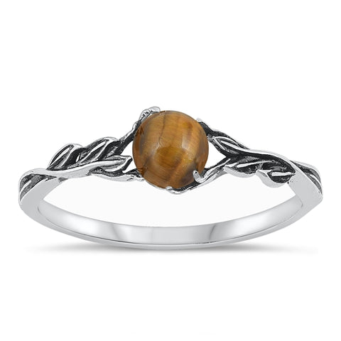 Sterling Silver Genuine Tiger Eye Stone Ring