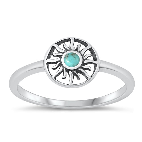 Sterling Silver Turquoise Stone Sun Ring
