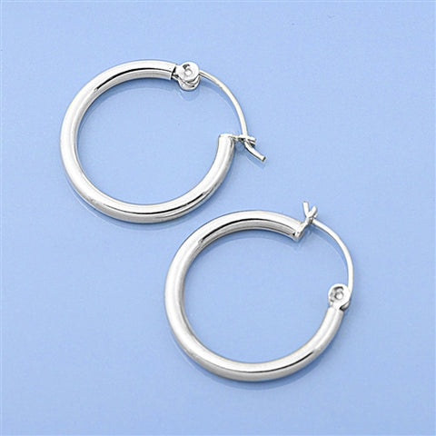 Sterling Silver Snap Back Hoop Earrings