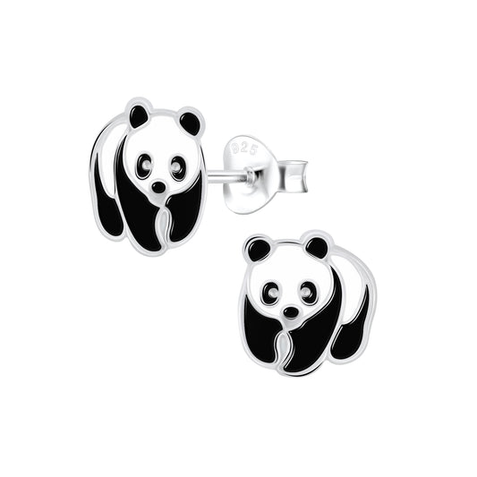 Sterling Silver Panda Stud Earrings