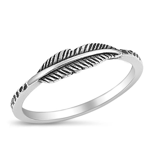 Sterling Silver Feather Band Ring