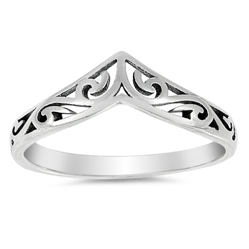 Sterling Silver Filigree Chevron Band