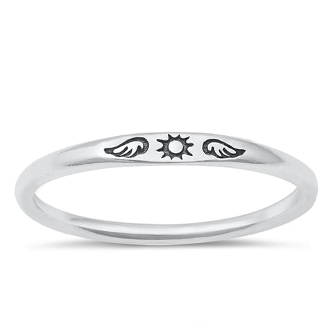 Sterling Silver Sun & Wngs Solid Band