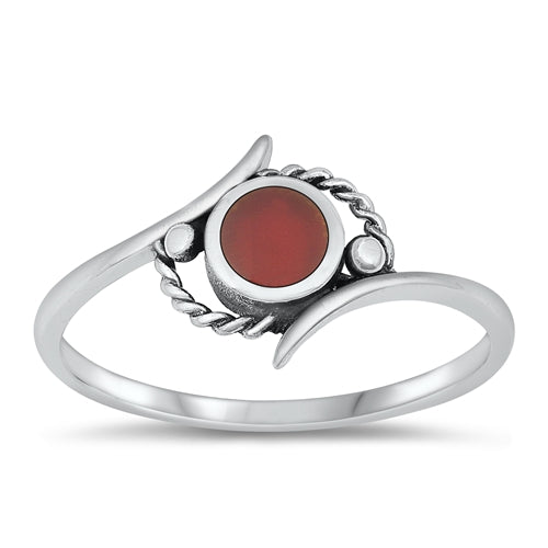 Sterling Silver Red Agate Stone Ring